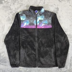 Fila Sport Galaxy Space Full Zip Fleece Jacket Sweater Size Medium Faux